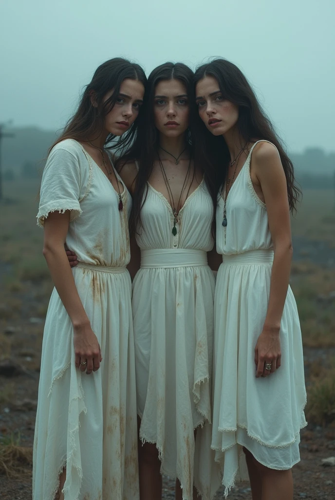 (moonlit night) ((a deserted lake)) three Vampire women, ((three girls only)), (full body), (((red eyes and fangs))), one brunette, one blonde, one redhead, pale skin, (sexy see-thru nightgowns), (NSFW), looking at viewer, rising out of the water, soaking wet. style of a painted book illustration, dramatic lighting, (depth of field), ((masterpiece)), ((best quality)), ((highly detailed)), horror theme