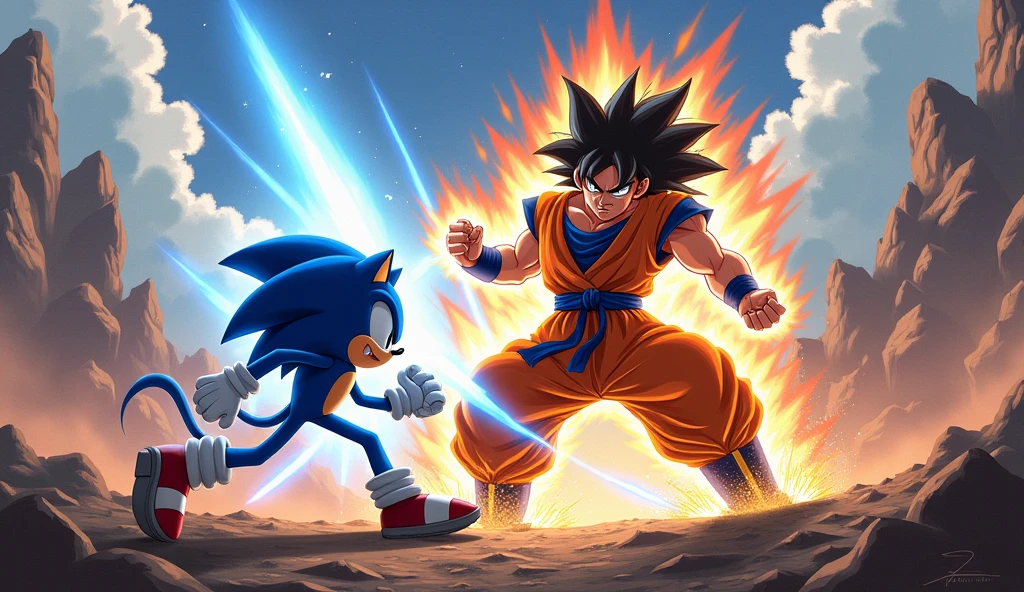 Goku fighting sonic