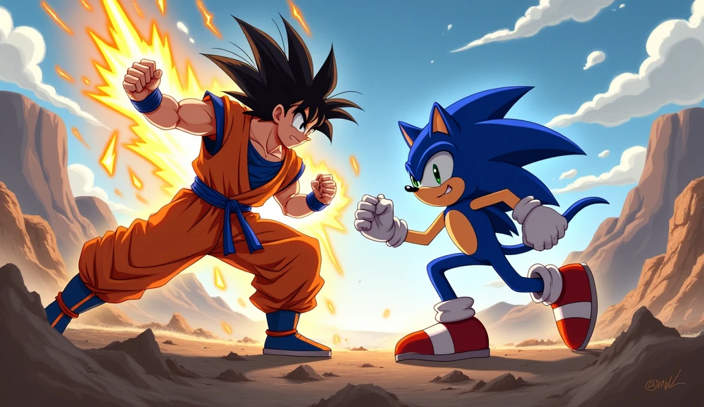 Goku fighting sonic