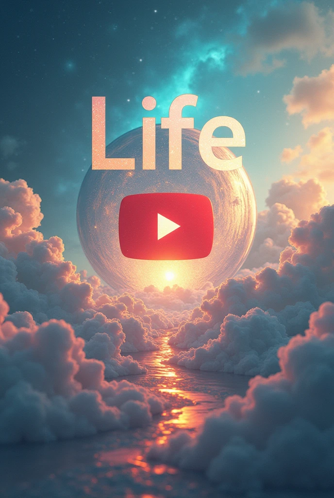 Text saying life rules community with YouTube logo and subscribe icon with heaven and future background 