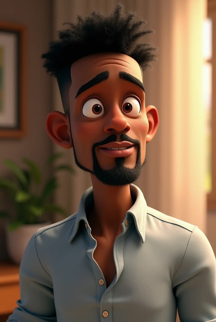 cartoon character of a black man with a goatee and mustache wearing a dress shirt, with a hole in the chin, animation character, stylized character, animation style rendering, 3d stylized, Arnold Maya rendering, Stylized 3D rendering, toon render screenshot, 3d character, 3d character, Stylized 3D rendering, 3D character rendering, cartoon character, Personagem de close up, character posing, (Pixar-style) (master part:1.2) (bokeh) (best qualityer) (skin detailed) (detailed texture) (8k) (Argilla) (cinematic lighting) (sharp focus