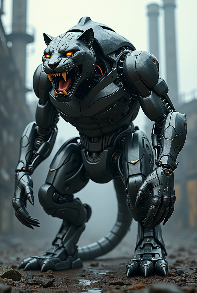 Combine jaguar and car to form a big monster having robotic six pack abs