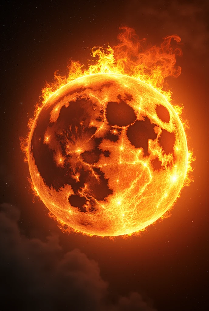 The moon is full of flames