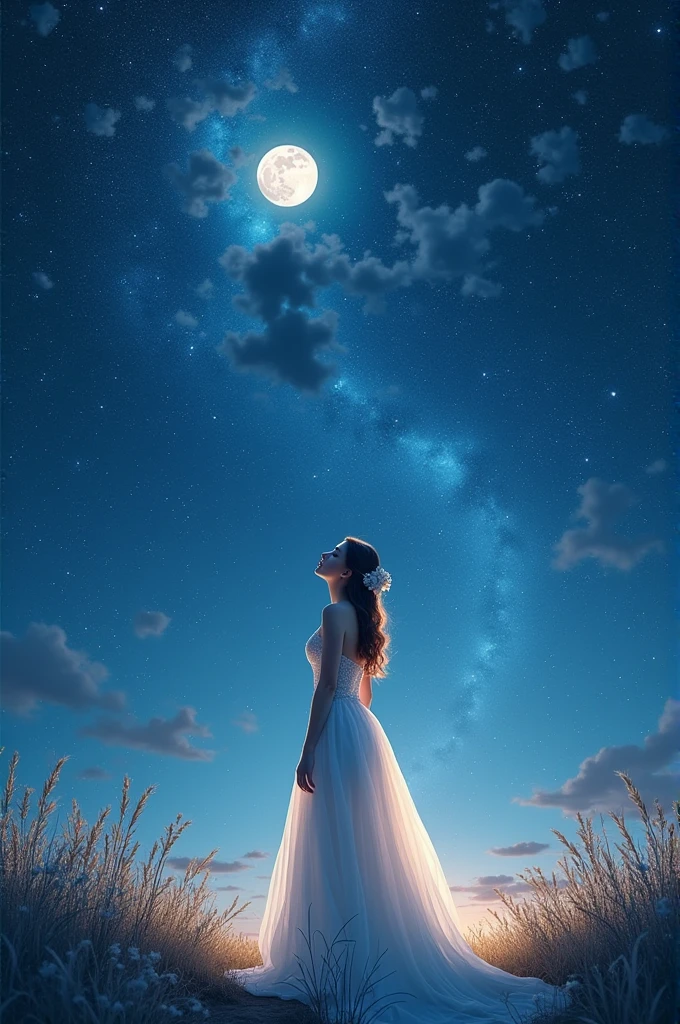 Create an image of the bride's and the starry night