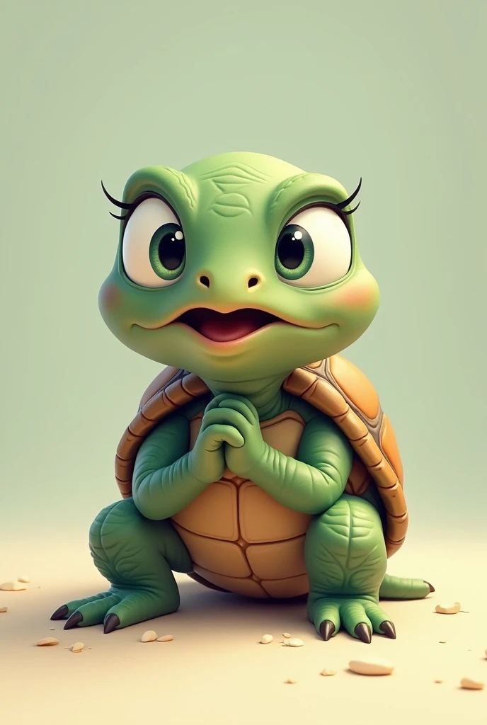 turtle shoked and think 2d cartoon