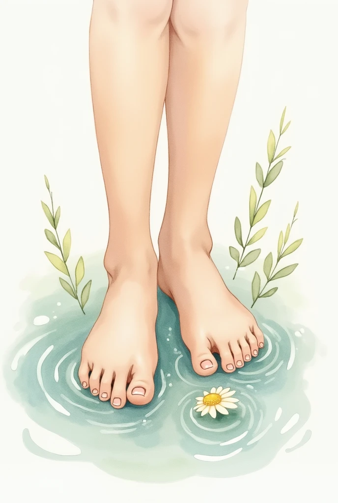 Sketch of girl feet with water colour 