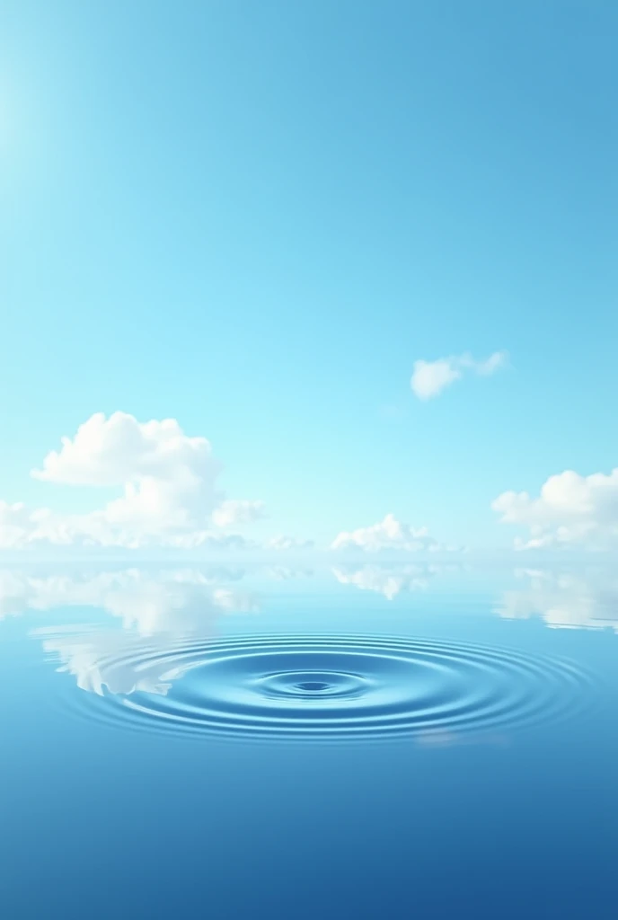 A puddle reflecting the blue sky