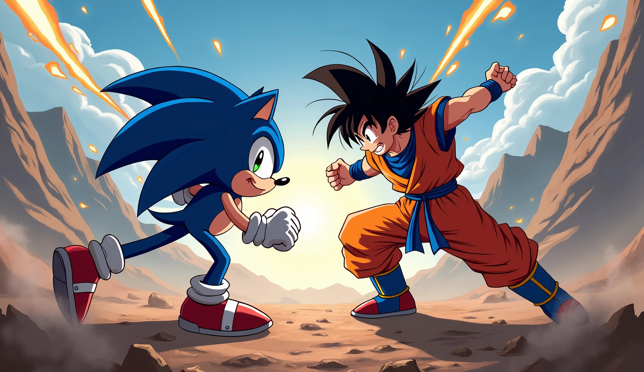Goku and Sonic fighting to the death
