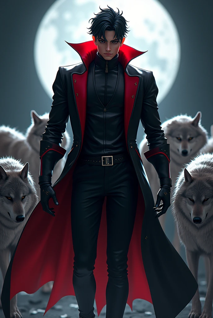 a man3d anime wear coat black and red
Pop up name "bebek"
with eolf background night