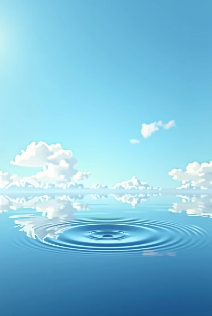 A puddle reflecting the blue sky