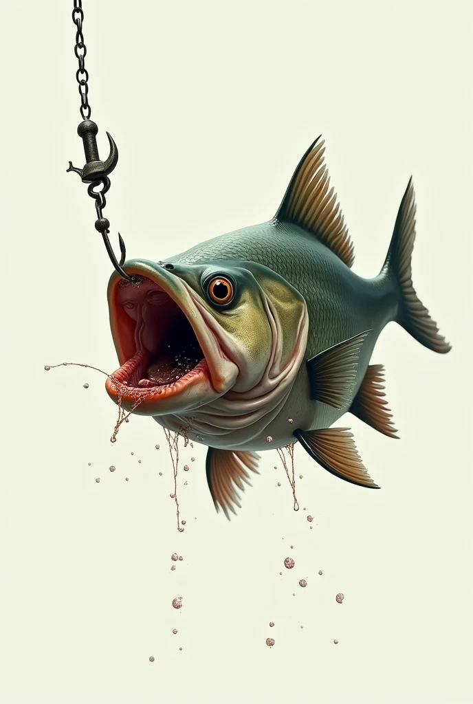 Fish hooked on a hook 
