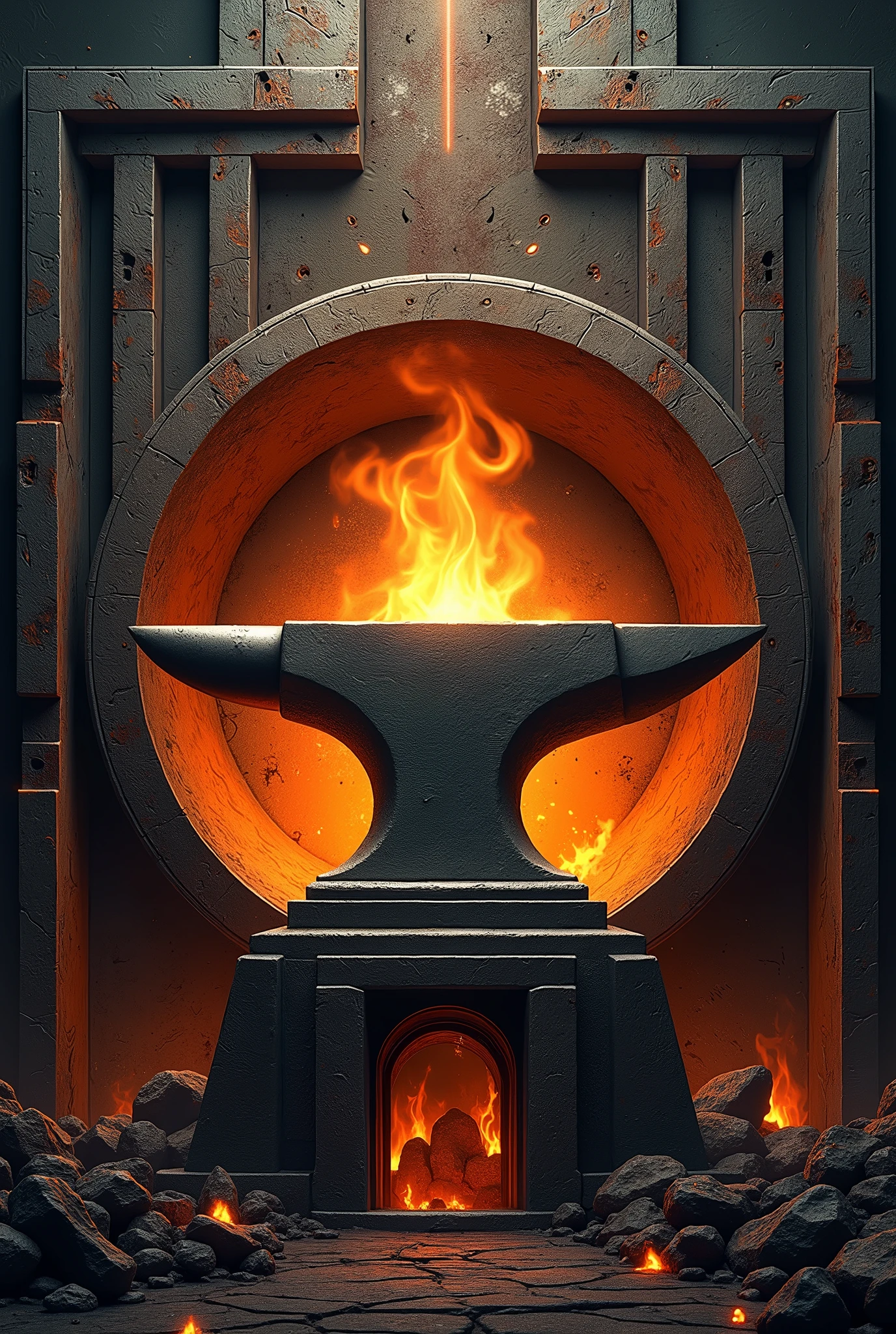 Create Hephaestus Symbol Anvil and Hammer, create symbol like the house of hephaestus in percy jackson