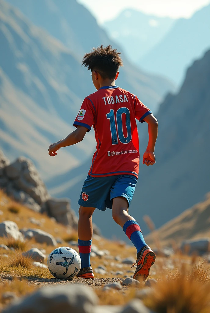 A 12 year old boy, he likes playing football, his back number is 7, he is an Indonesian player, his name is Arya Wahyu