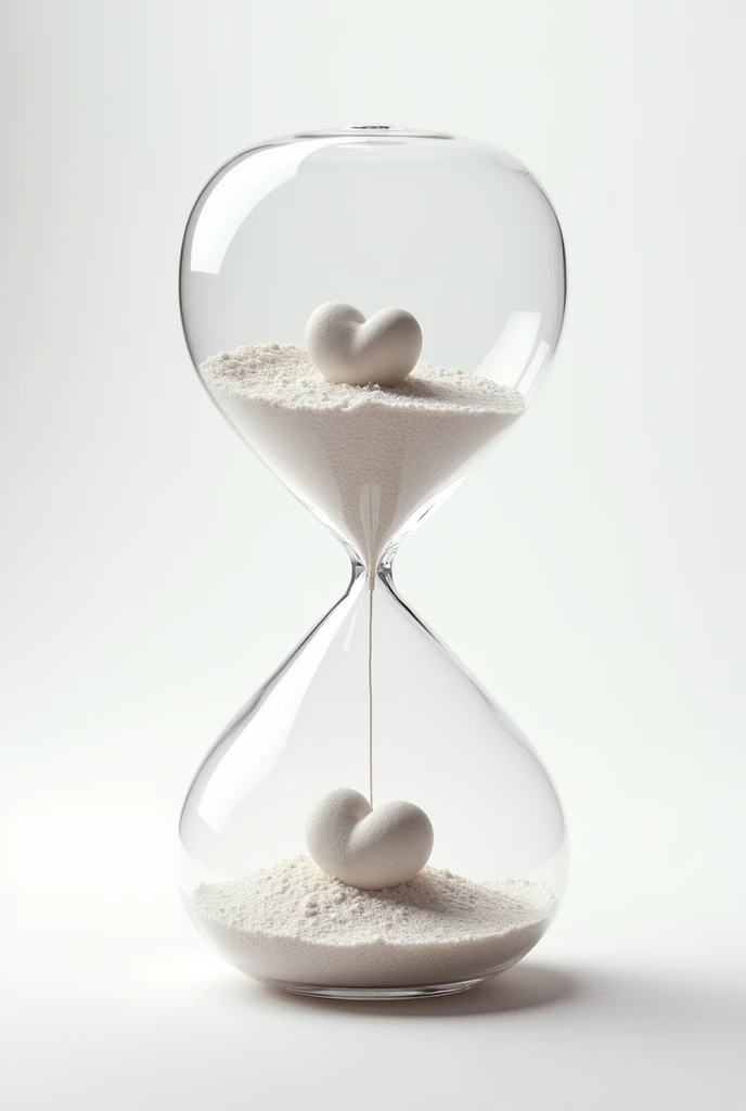 Hourglass with sugar WHITE BACKGROUND WHITH A HEART INSIDE
