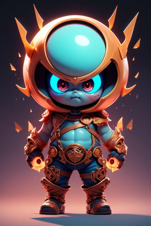 Create a monster image, a small, big-headed, baby monster.. The body is transparent and can be seen through. The image is sharp and detailed., with beautiful colors.. With arms, leg, eyes, mouth, พื้นหลังสีlegว