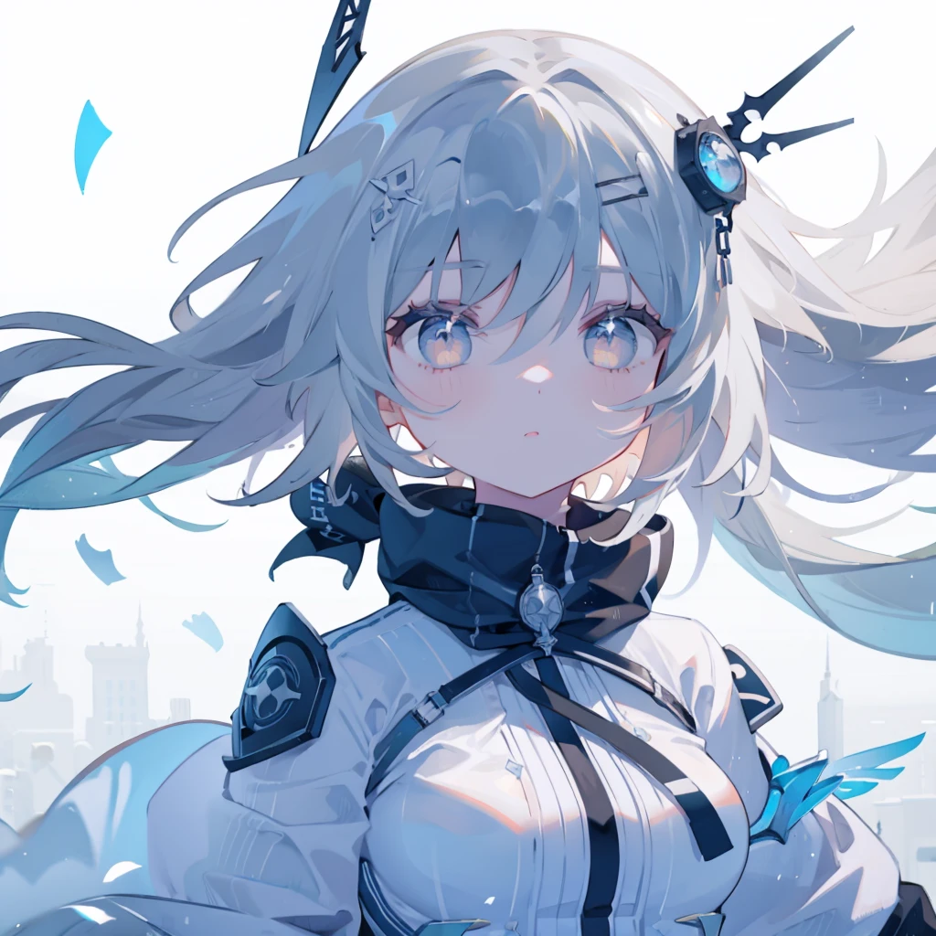 1girl, White eyes, White background