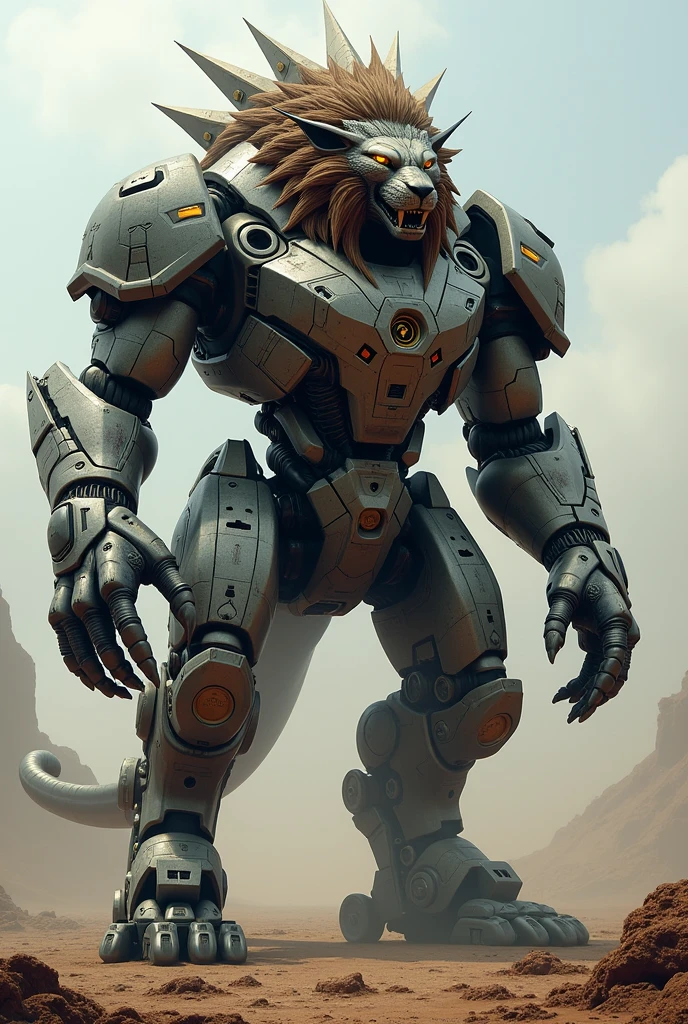 Combine lion and car to form a big monster that it looks forming many layers of system loaded with weapons inbuilt