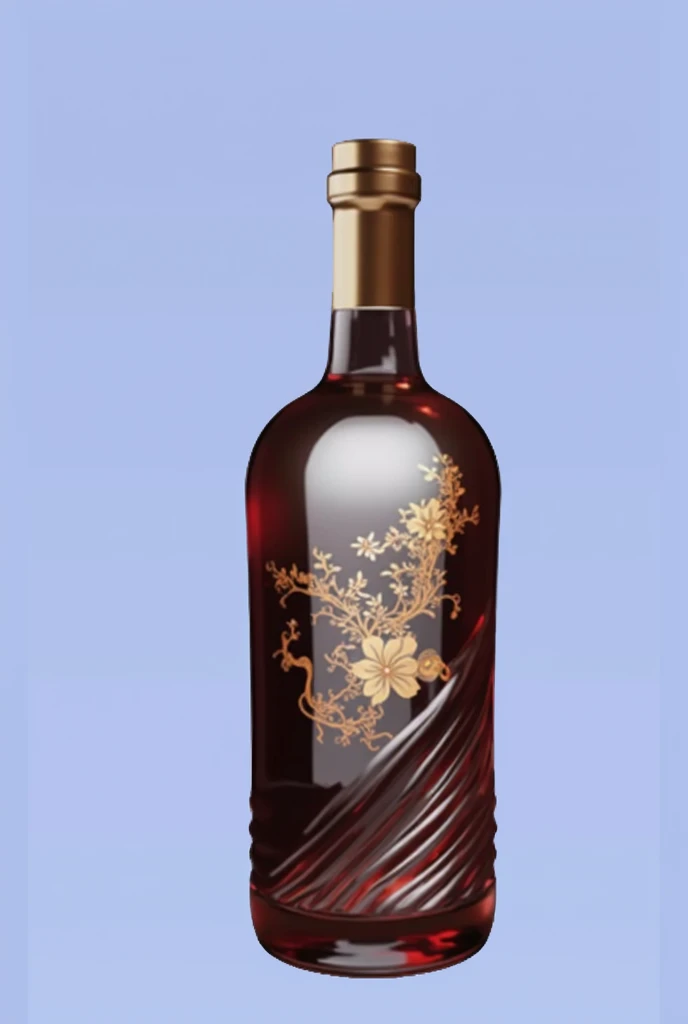 A wine bottle,Chinese Wine Pot,,Round bottle,Trendy bottle design,The surface is golden Chinese medicine pattern,There is a streamlined glass design below,Colored glass or ceramic,There is a golden Chinese medicine pattern,Trendy bottle design,High-end,Gao Yade,Streamlined texture,Metal bottle caps,golden bottle cap,high quality,surreal style