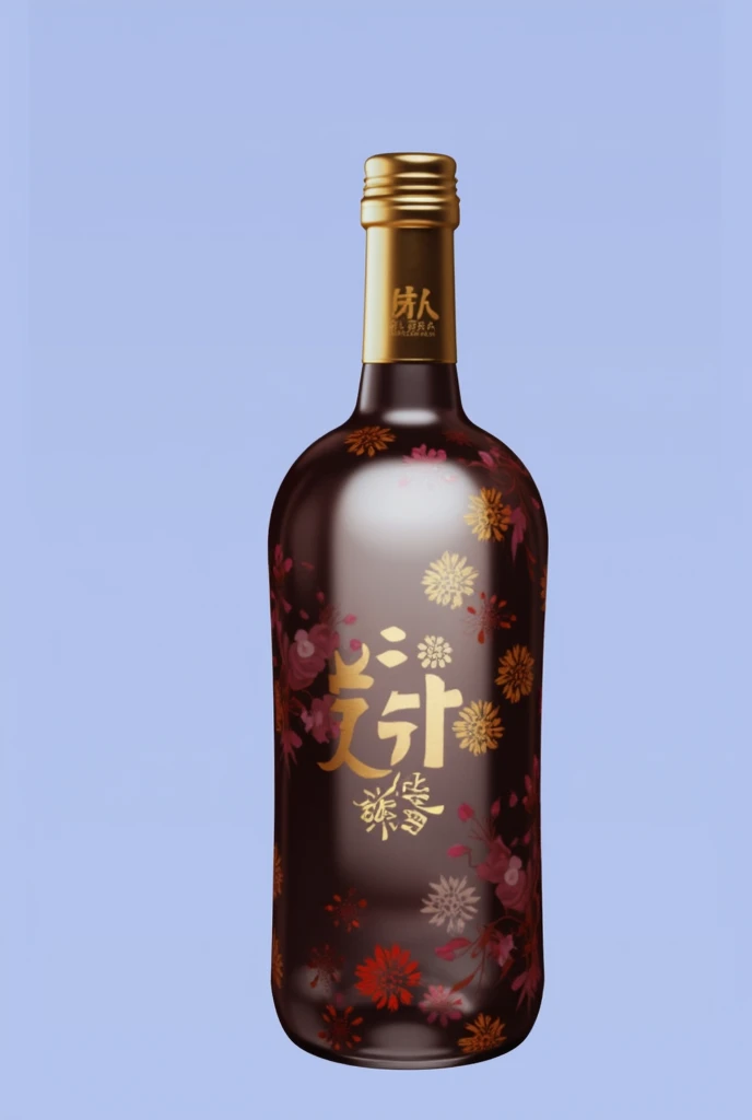 A wine bottle,Chinese Wine Pot,,Round bottle,Trendy bottle design,The surface is golden Chinese medicine pattern,There is a streamlined glass design below,Colored glass or ceramic,There is a golden Chinese medicine pattern,Trendy bottle design,High-end,Gao Yade,Streamlined texture,Metal bottle caps,golden bottle cap,high quality,surreal style
