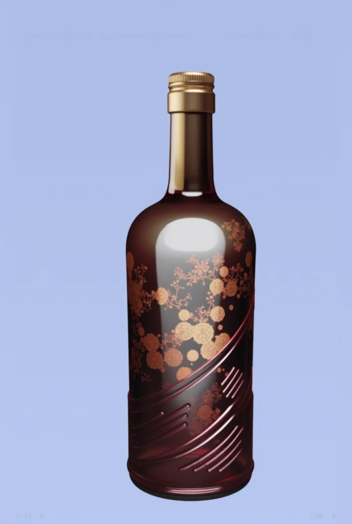 A wine bottle,Chinese Wine Pot,,Round bottle,Trendy bottle design,The surface is golden Chinese medicine pattern,There is a streamlined glass design below,Colored glass or ceramic,There is a golden Chinese medicine pattern,Trendy bottle design,High-end,Gao Yade,Streamlined texture,Metal bottle caps,golden bottle cap,high quality,surreal style