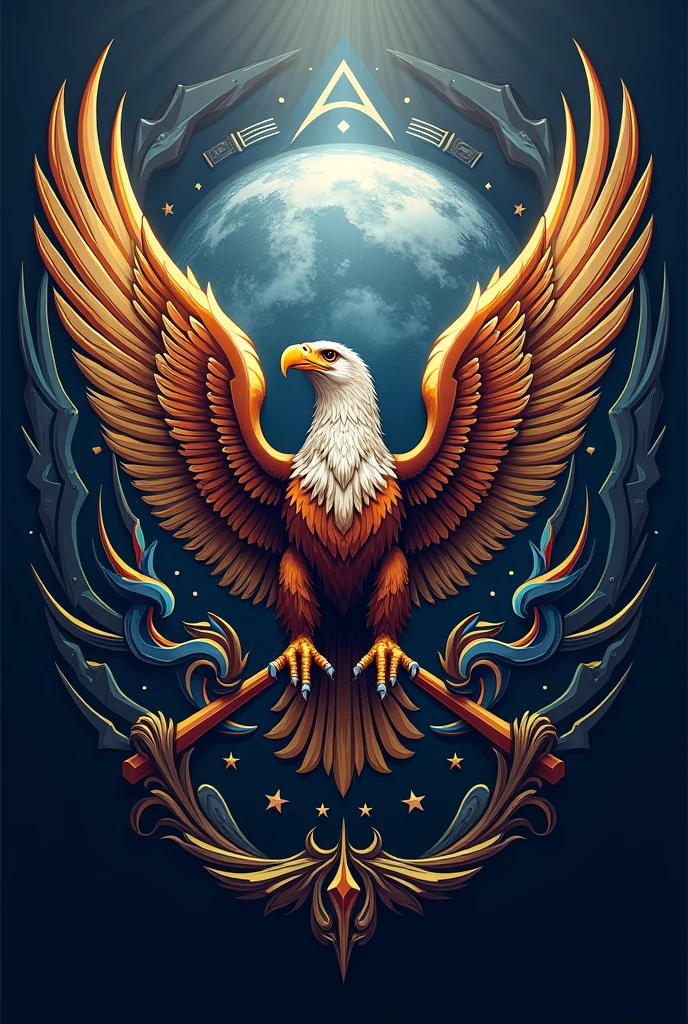 Neo-imperial style Aerospace Force crest insignia, HD art,HD vector, Vector Illustration. Military Insignia