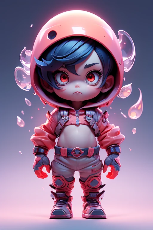 Create a monster image, a small, big-headed, baby monster.. The body is transparent and can be seen through. The image is sharp and detailed., with beautiful colors.. With arms, leg, eyes, mouth, พื้นหลังสีlegว