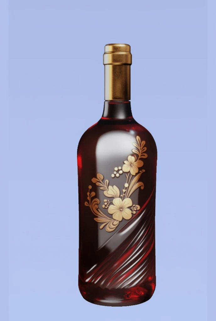 A wine bottle,Chinese Wine Pot,Red glass material,Round bottle,Trendy bottle design,The surface is golden Chinese medicine pattern,There is a streamlined glass design below,There is a golden Chinese medicine pattern,Trendy bottle design,High-end,Gao Yade,Streamlined texture,Metal bottle caps,golden bottle cap,high quality,surreal style