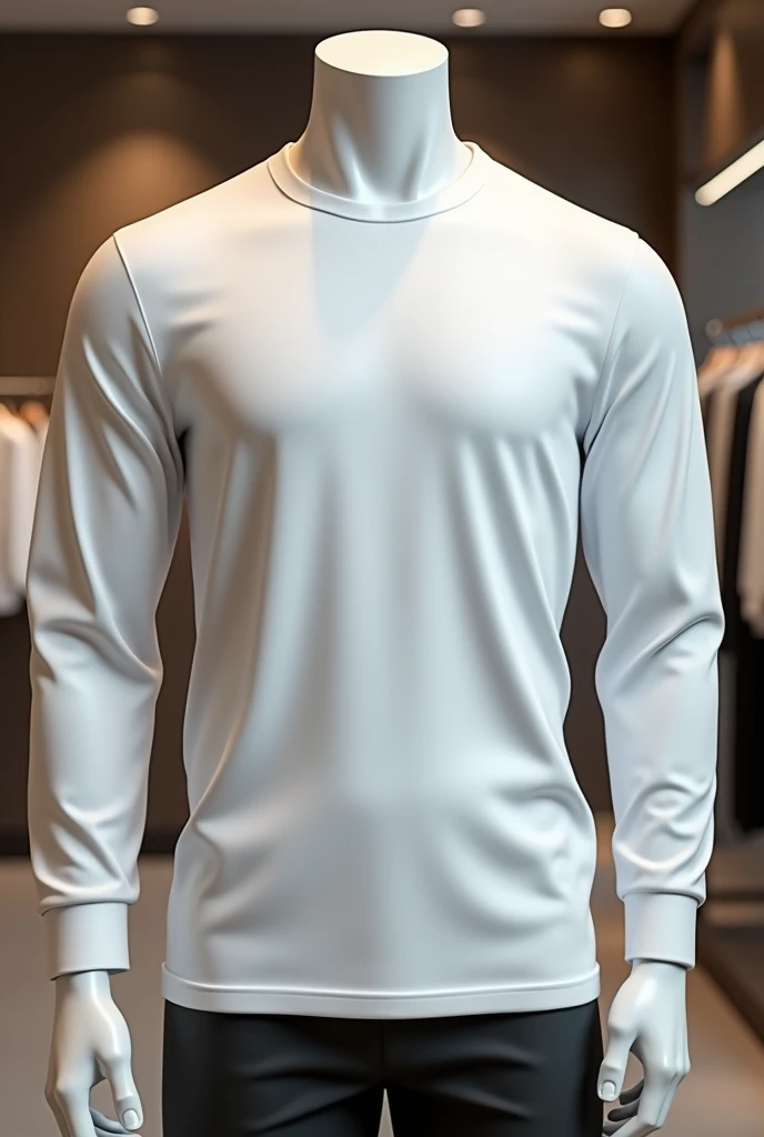 Male White round necked long sleeve in store HD