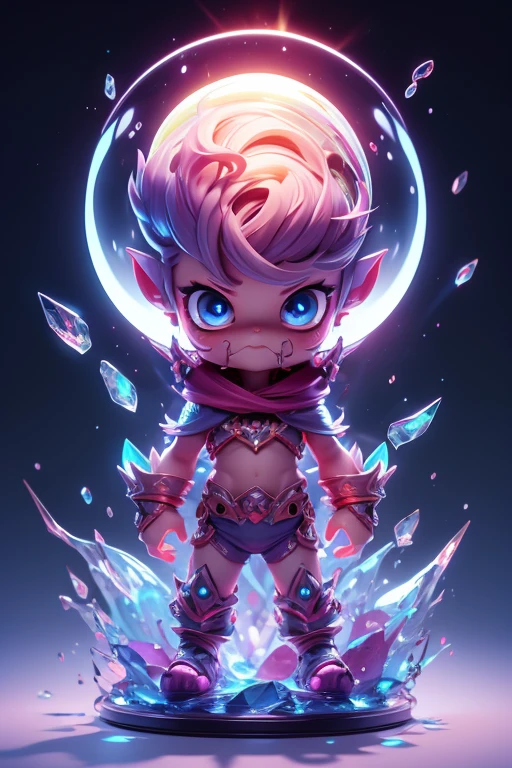 Create a monster image, a small, big-headed, baby monster.. The body is transparent and can be seen through. The image is sharp and detailed., with beautiful colors.. With arms, leg, eyes, mouth, พื้นหลังสีlegว