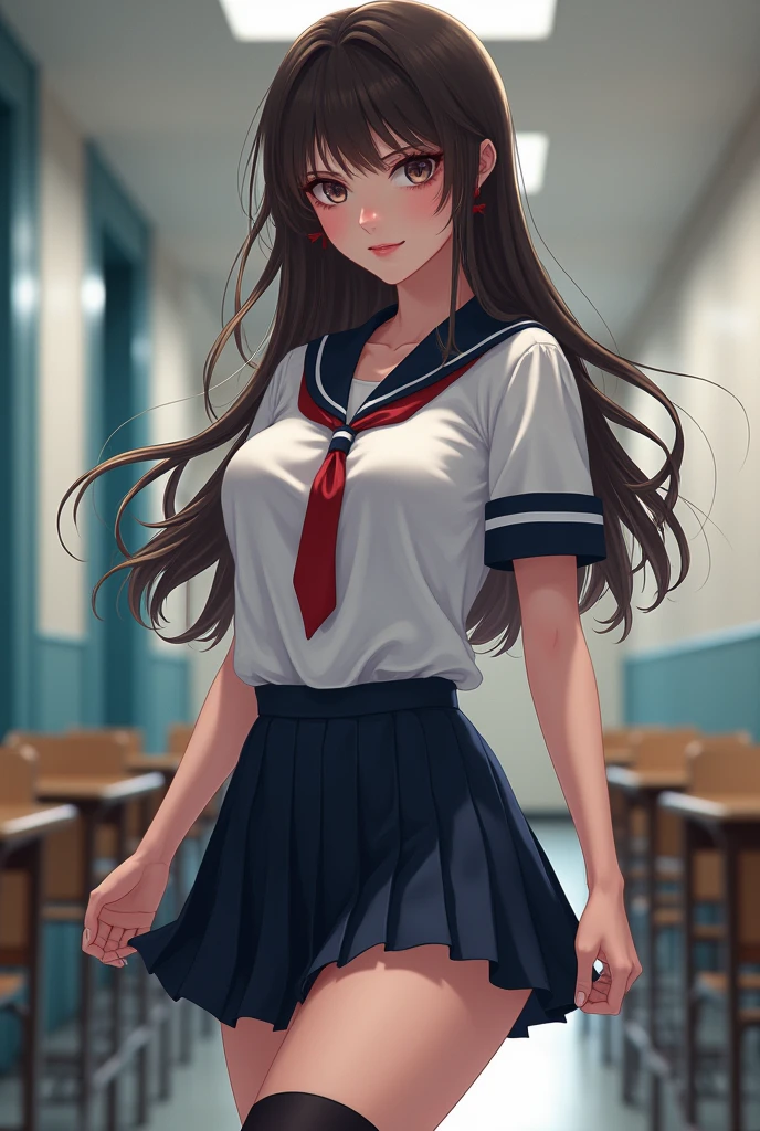 Sexy girl wearing tight school clothes 
