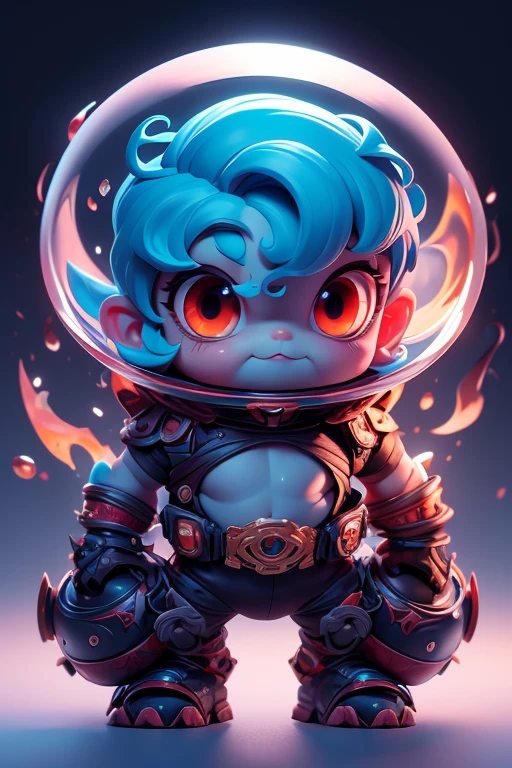 Create a monster image, a small, big-headed, monster.. The body is transparent and can be seen through. The image is sharp and detailed., with beautiful colors.. With arms, leg, eyes, mouth, พื้นหลังสีlegว