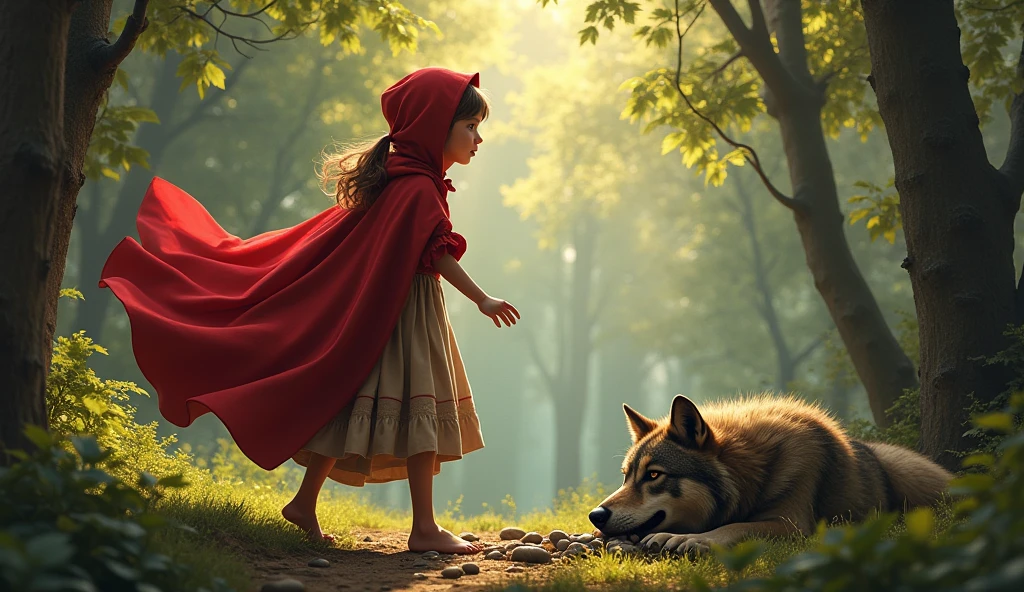 The hunter appears、Little Red Riding Hood Kills the Wolf and Fills It with Stones、The End of the Wolf、The joy of three