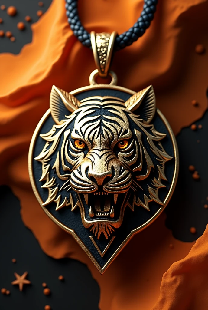 A fierce pendent with sharp, angular patterns or a tiger motif, symbolizing the Tiger's power, courage, and determination. It might include bold colors like orange, black, and gold, embodying the tiger's dynamic energy.