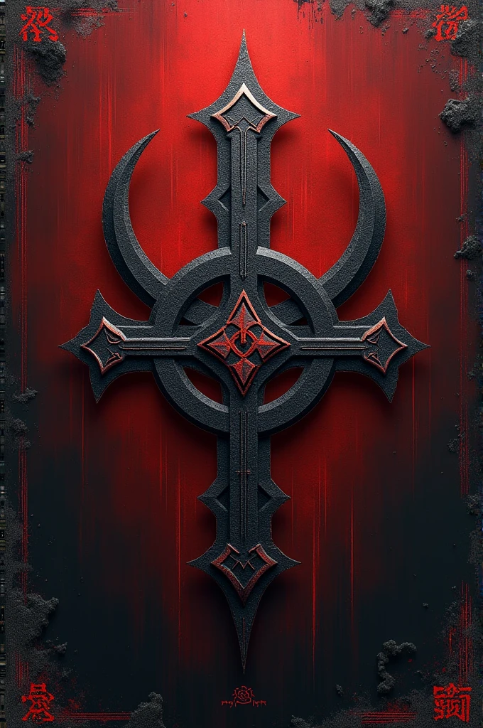A cover, that has Viking symbols and the text “thrones of blood and iron”
