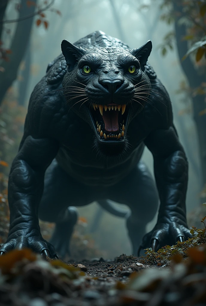 Combine frog and black panther and form a misterious monster looking big in size