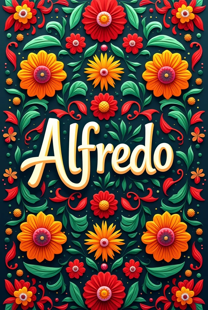 Make me an image to use as a profile picture that says Alfredo with a Mexican theme to use on national holidays