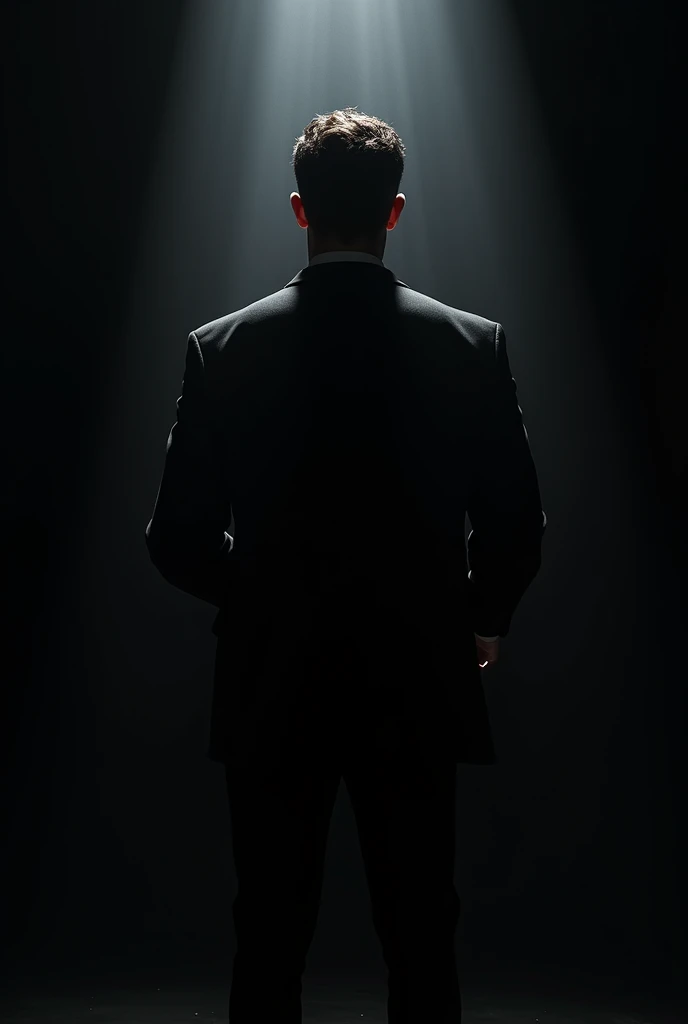 Create a male profile picture from back in darkness 