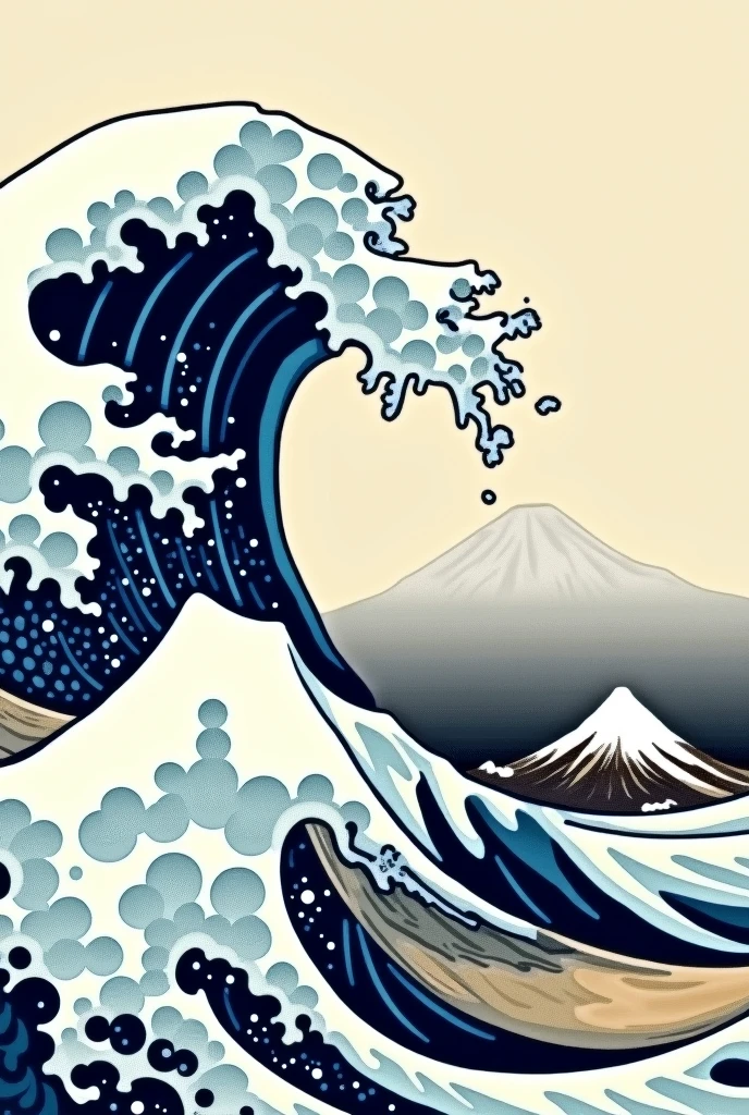 The wave of hokusai, (using the linear art technique)