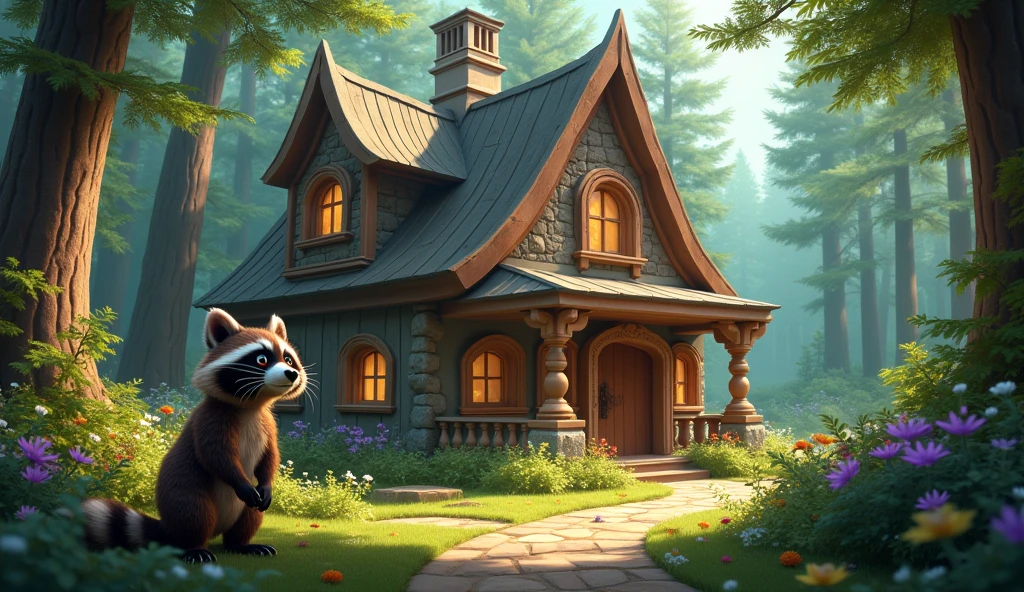 Casino in the woods with a raccoon on the side