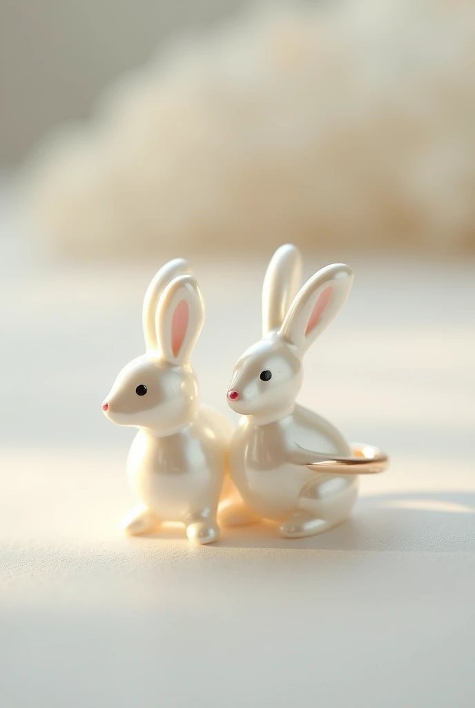  A pair of elegant pearl rings with soft curves and a smooth finish, reflecting the Rabbit's gentle, kind-hearted, and graceful nature. Subtle and refined, the jewelry represents sensitivity and artistic beauty.
