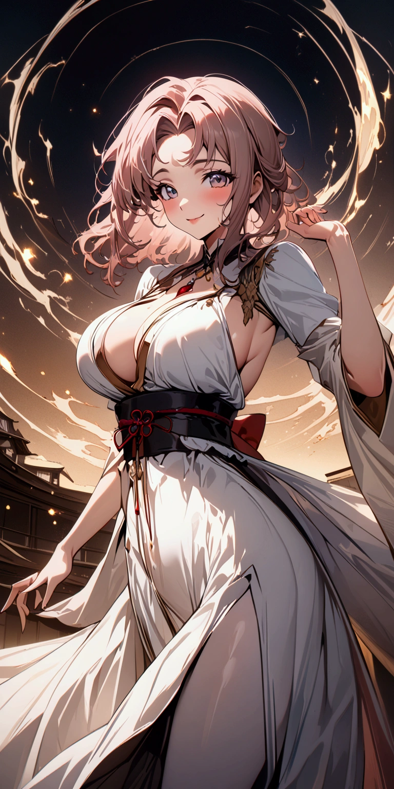 (((masterpiece))),((Highest quality,anime style、best quality、high resolution、8k、detailed、ultra-detailed)),one woman,30-year-old woman,Beautiful girl, (Beautiful woman、Japanese girl:1.3)、 Beautiful digital artwork, dynamic sexy poses, A kind smile, A gentle gaze, {{A mysterious aura:0.2}},Big Breasts