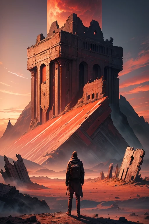Highest quality、masterpiece、Desolate Earth、wreckage、Red Sky、Surrealism