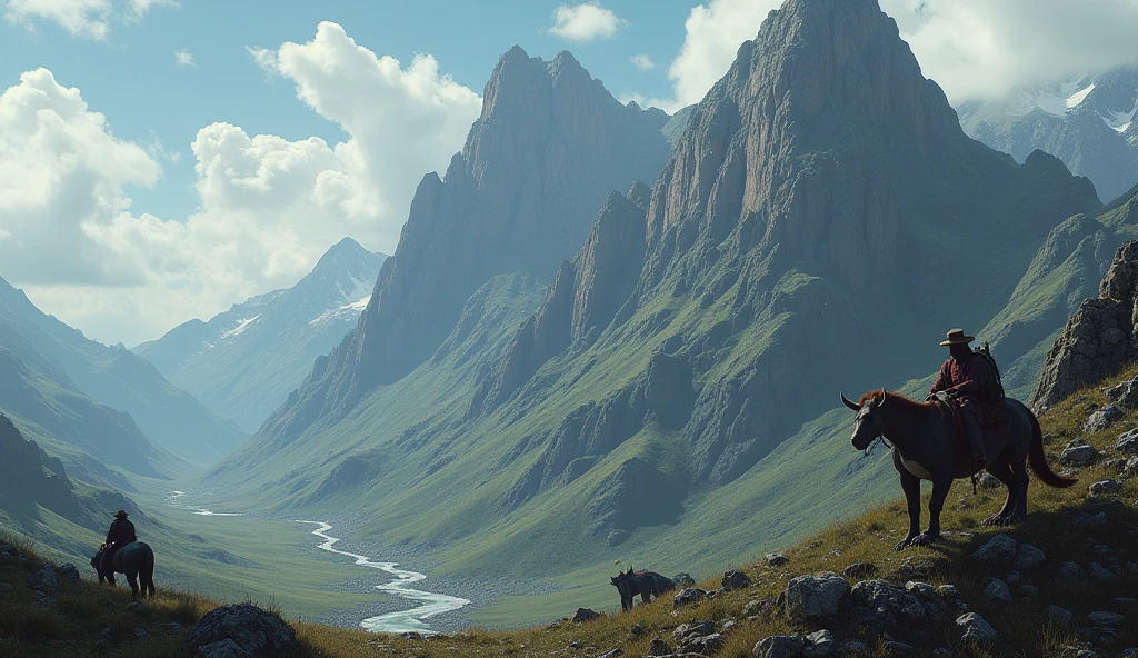 There is a steep mountain，There are all kinds of strange beasts on the mountain（best quality，4K，8k，High level，masterpiece：1.2），Ultra Detailed，（lifelike，Photo real，Photo real：1.37）