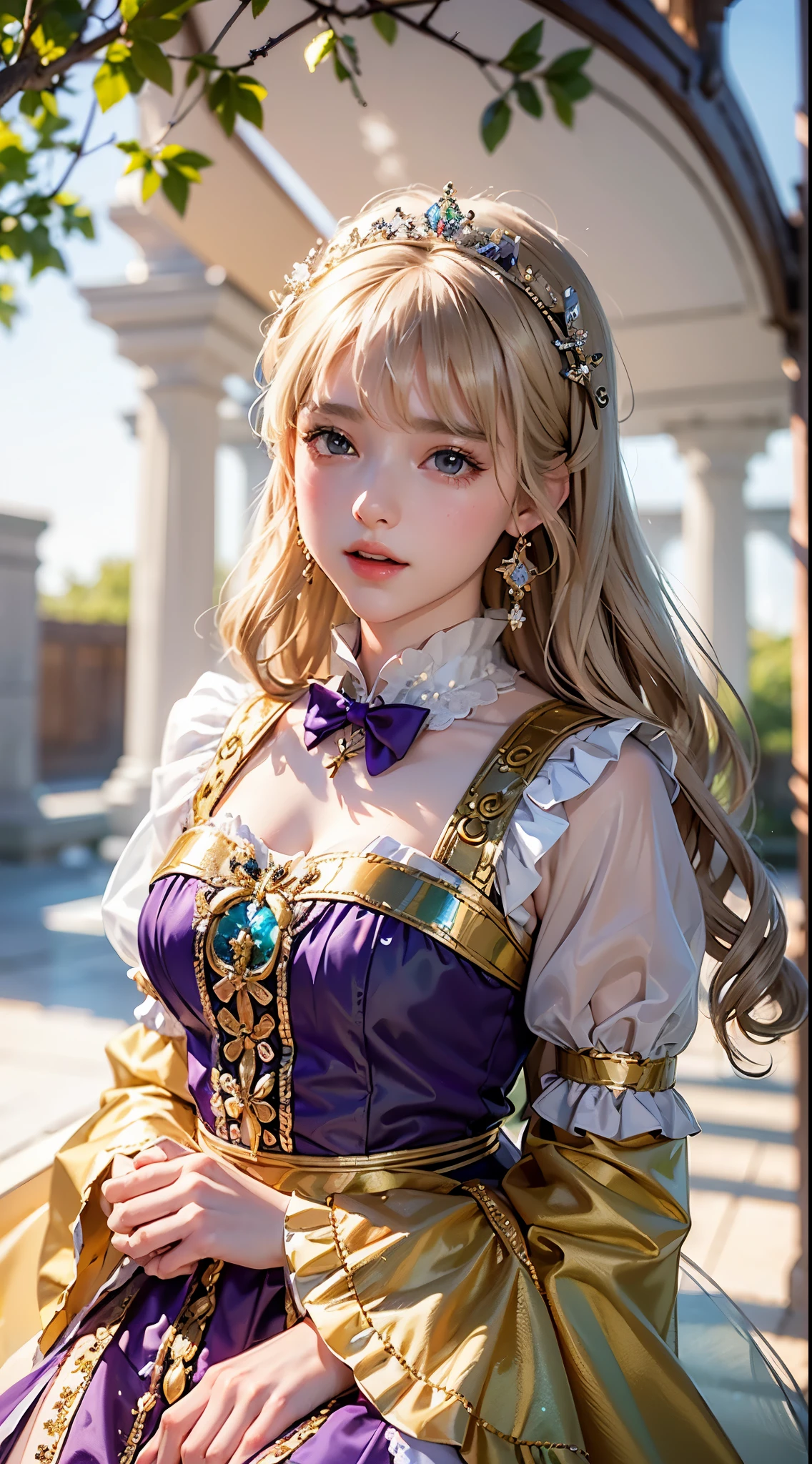 masterpiece, Highest quality, Highly detailed CG Unity 8k wallpaper,((Upper Body)) ,((Upper Body head close-up shot of a beautiful little girl)), , Elegant long straight blonde hair, (Mckenna Grace), ((Flat Chest,Thighs,Self-illuminating skin)),transparent (Purple green) Golden (Sparkly tutu,long rabbit ears headgear, , bow tie, No pants, Genitals are visible), ((Sitting,Spread your legs)),(), (blush), , (), (Ice and snow world), Pretty face, Key Art, Awards, intricate detail realism hdr, by (Luan Jia, Altgerm and Range Murata), Photorealism, Hyperrealism, Ultra-realistic, Dramatic Light, Strong Shadows, Nice views, Depth of written boundary