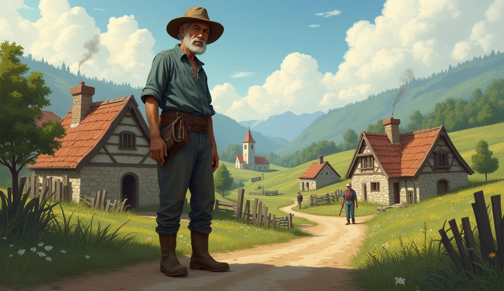 There lived an old farmer in a small village.