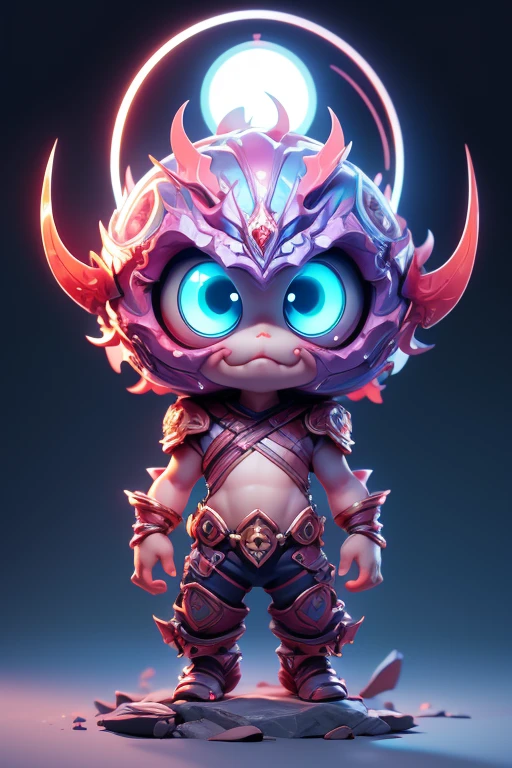 Create a monster image, a small, big-headed, monster.. The body is transparent and can be seen through. The image is sharp and detailed., with beautiful colors.. With arms, leg, eyes, mouth, พื้นหลังสีlegว