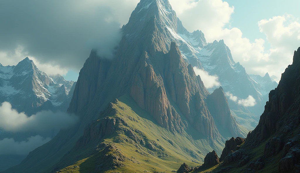 There is a steep mountain,There are all kinds of strange beasts on the mountain(best quality,4K,8k,High level,masterpiece:1.2),Ultra Detailed,(lifelike,Photo real,Photo real:1.37)