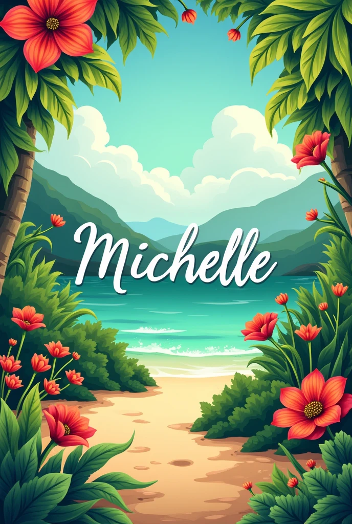 Make me an image to use as a profile picture that says Michelle with a Mexican theme to use on national holidays, preferably using the colors green, white and red. I want a feminine style. Give me the name CAMPECH.