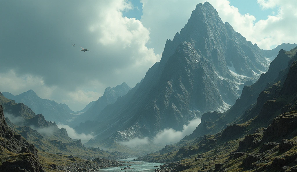 There is a steep mountain,There are all kinds of strange creatures on the mountain(best quality,4K,8k,High level,masterpiece:1.2),Ultra Detailed,(lifelike,Photo real,Photo real:1.37)