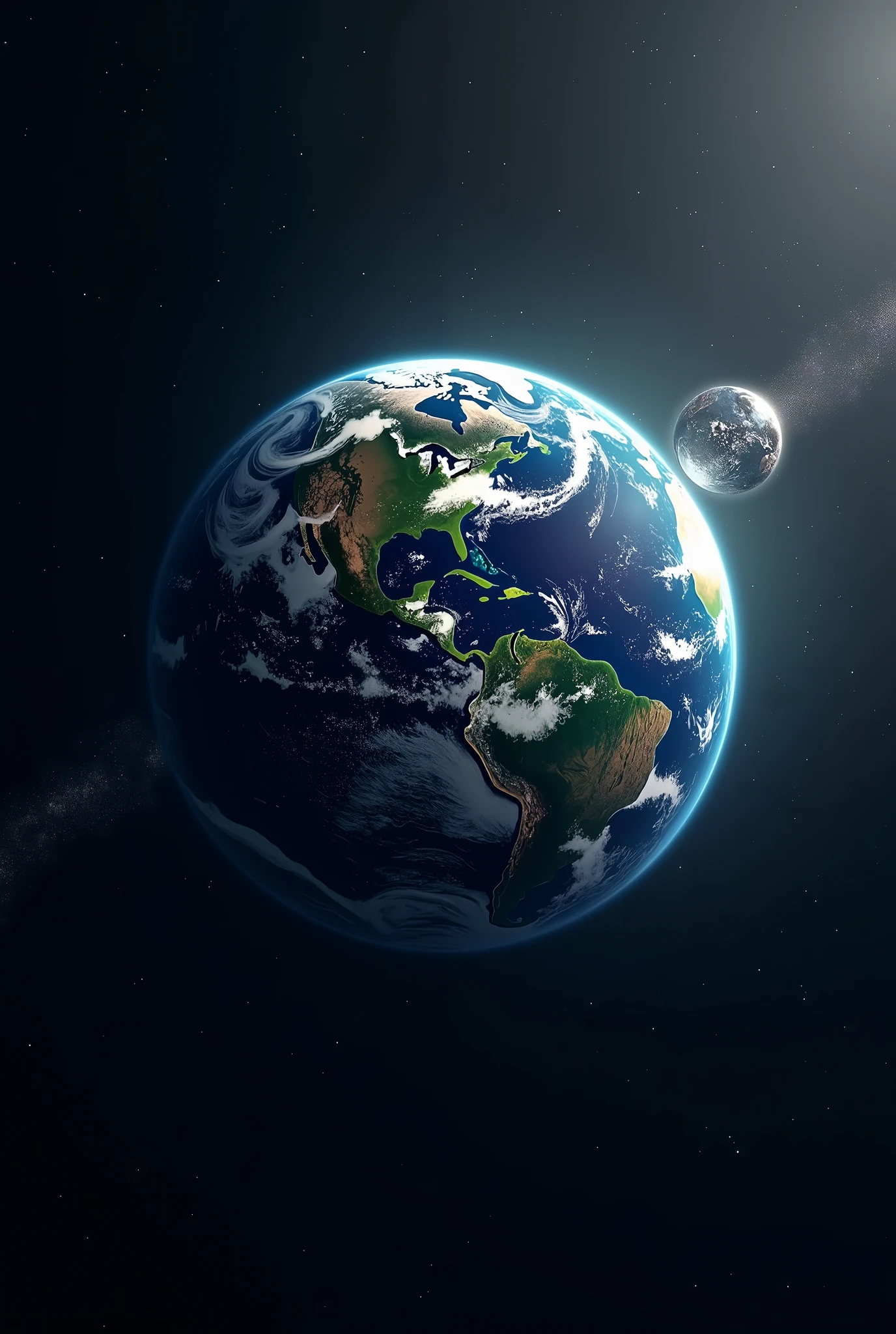 Earth planet and with satellite